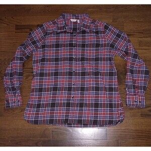 Woolrich Shirt Womens Petite Large Purple Red Plaid Flannel Long Sleeve Top